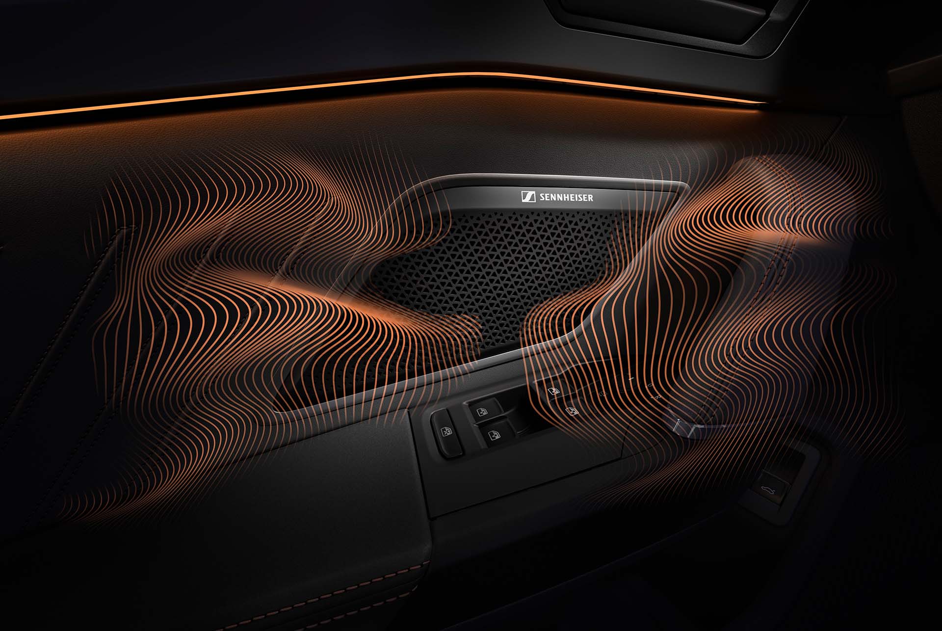 Nou disseny interior del Cupra Formentor 2024, altaveus Sennheiser™, ones sonores i il·luminació ambiental.